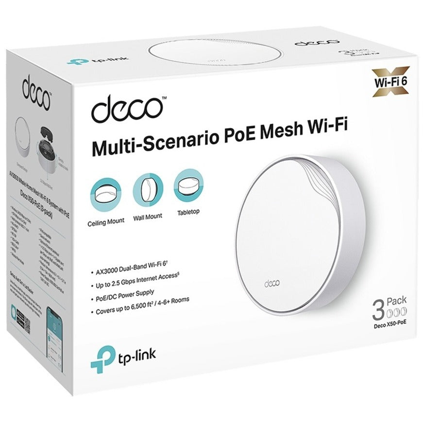 Wi-Fi 6 Mesh System - AX3000 Whole Home Network with PoE | TP-Link DECO X50-POE(3-PACK)