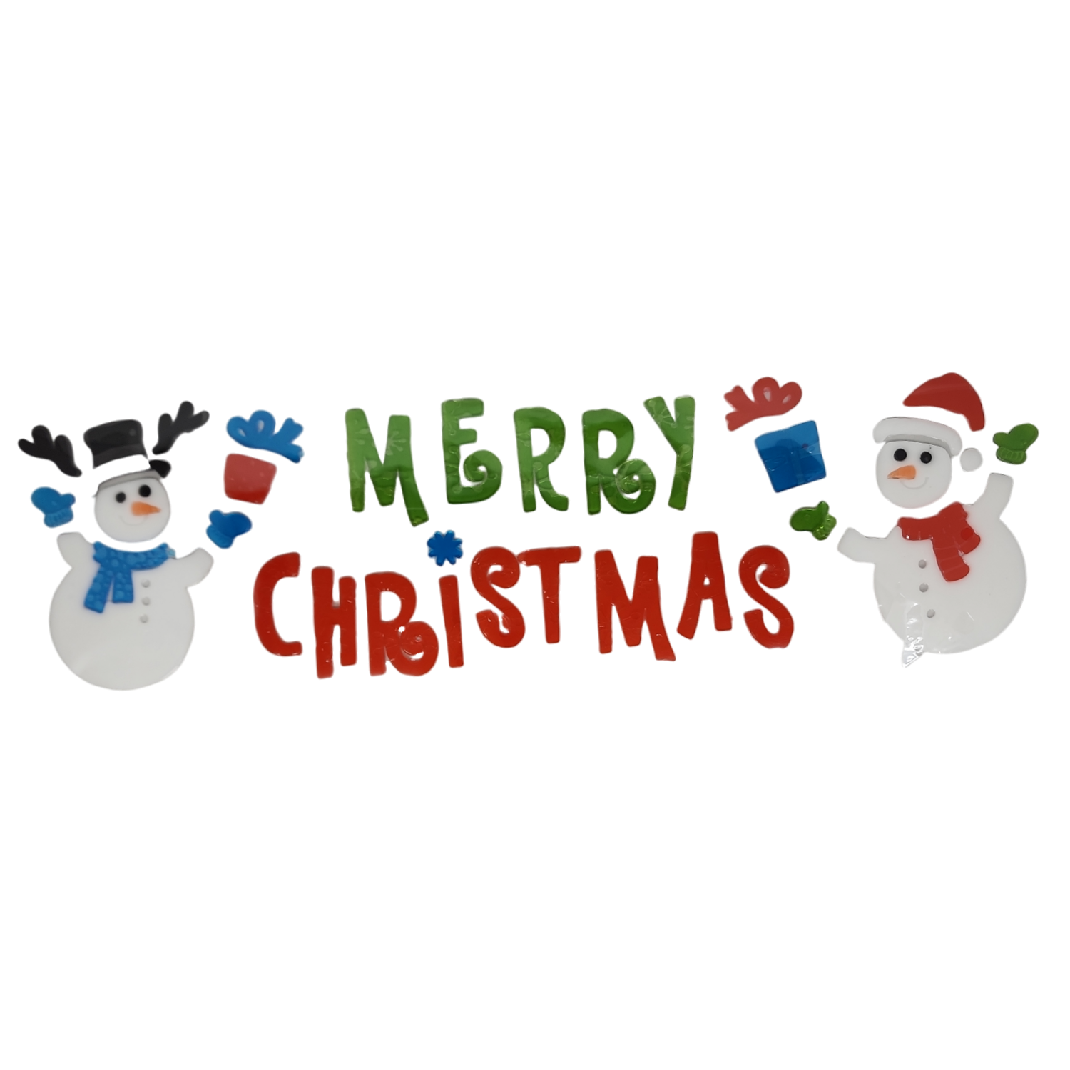 Wide Window Gel Clings - Merry Christmas Snowman