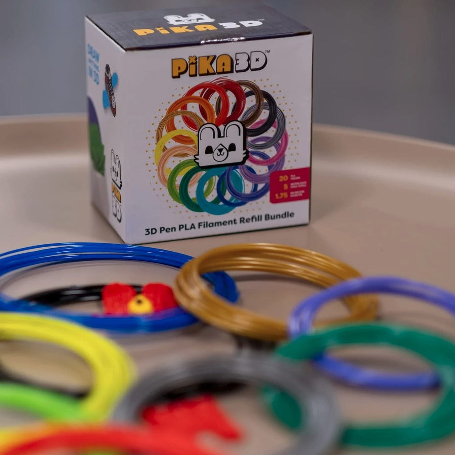 WobbleWorks PIKA3D PLA 1.75mm Filament Refills, 20 Colors, 5 Meters Per Color