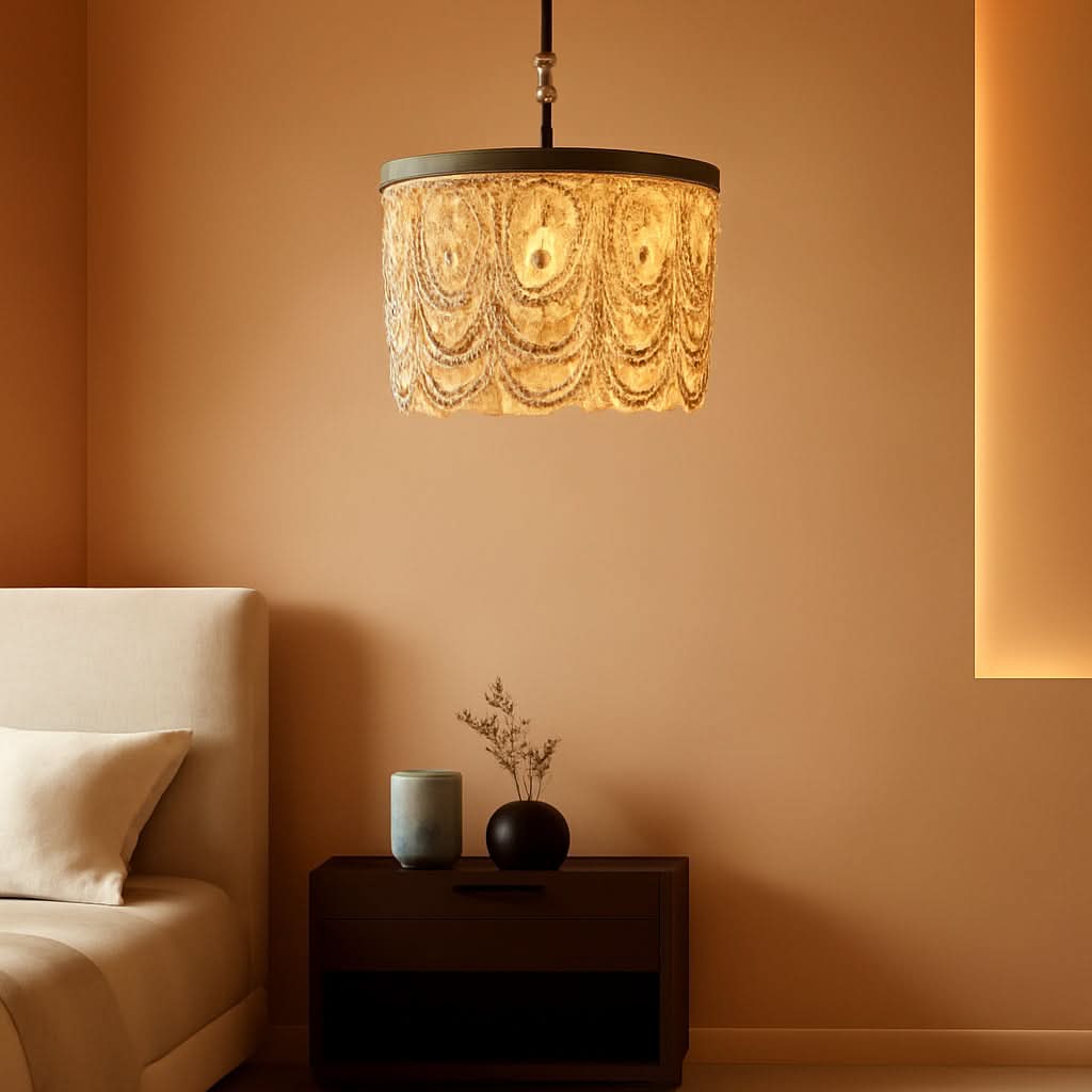 Wood Beaded Flush Mount Ceiling Light 3 Light Boho Antique
