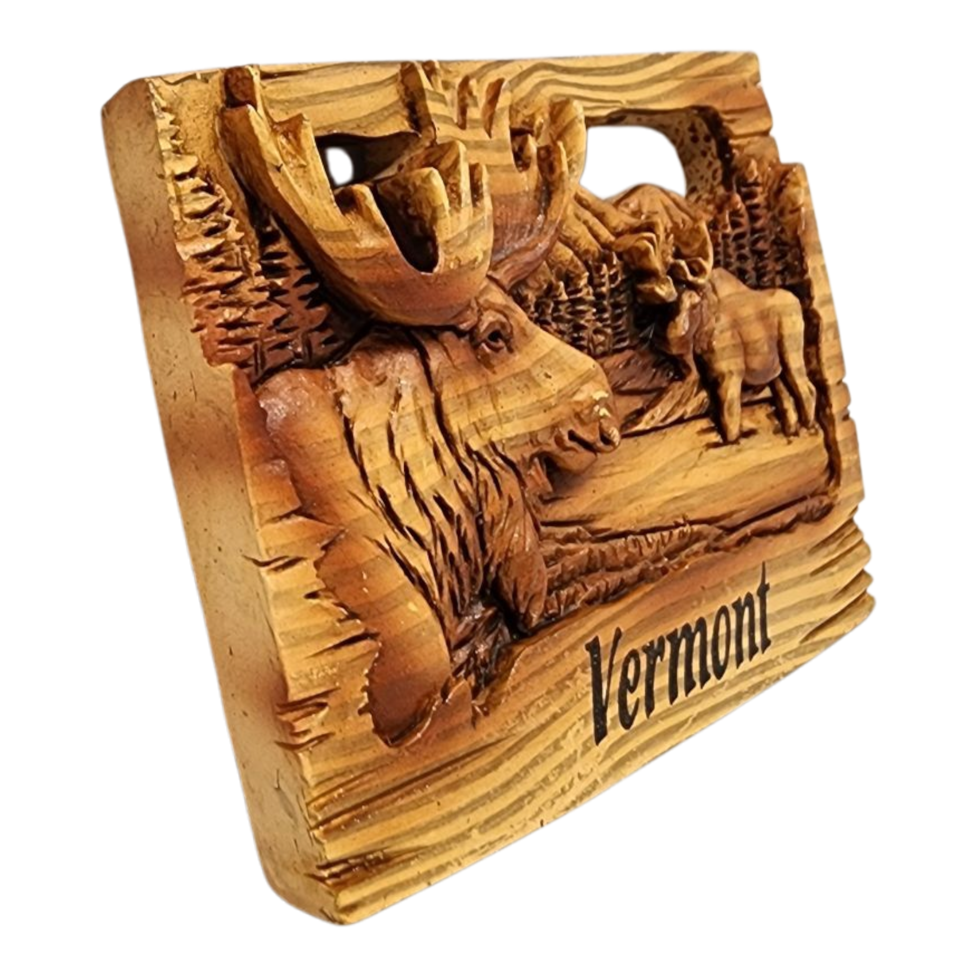 Wood-look Layered Magnet - Vermont Moose