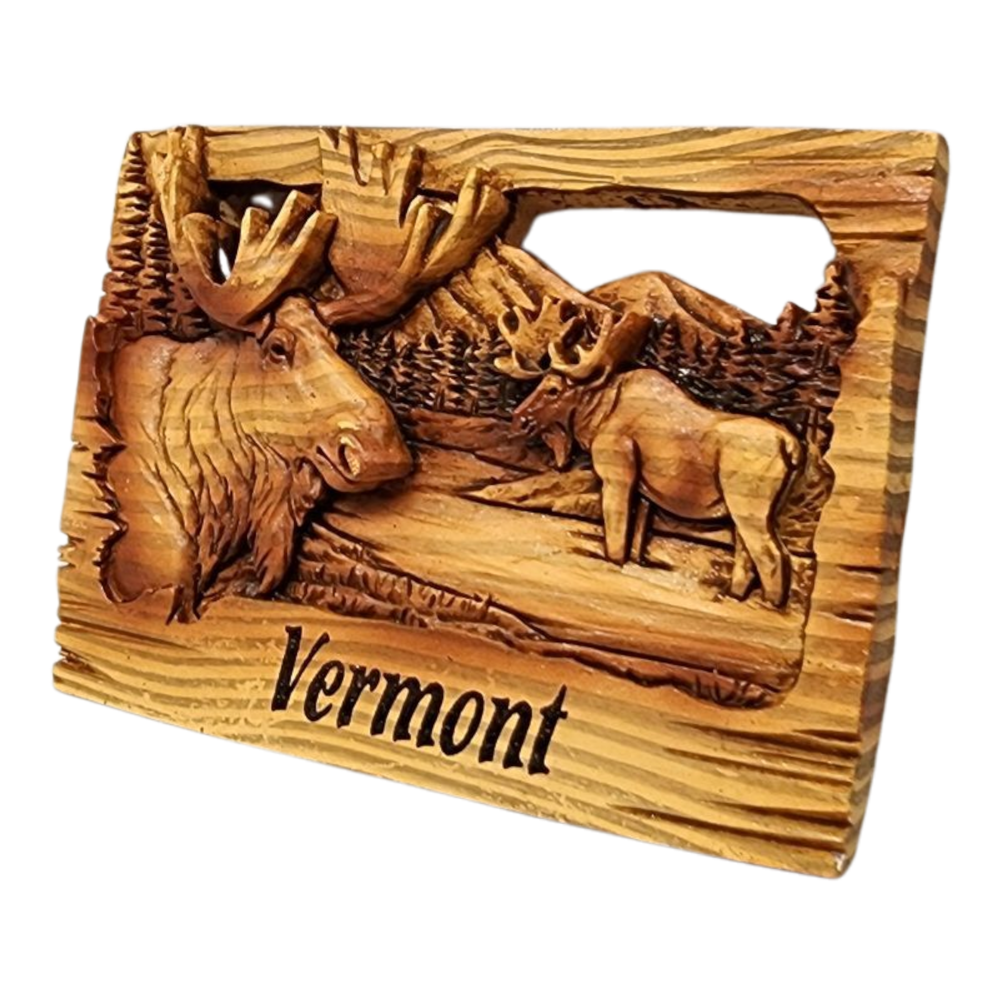 Wood-look Layered Magnet - Vermont Moose