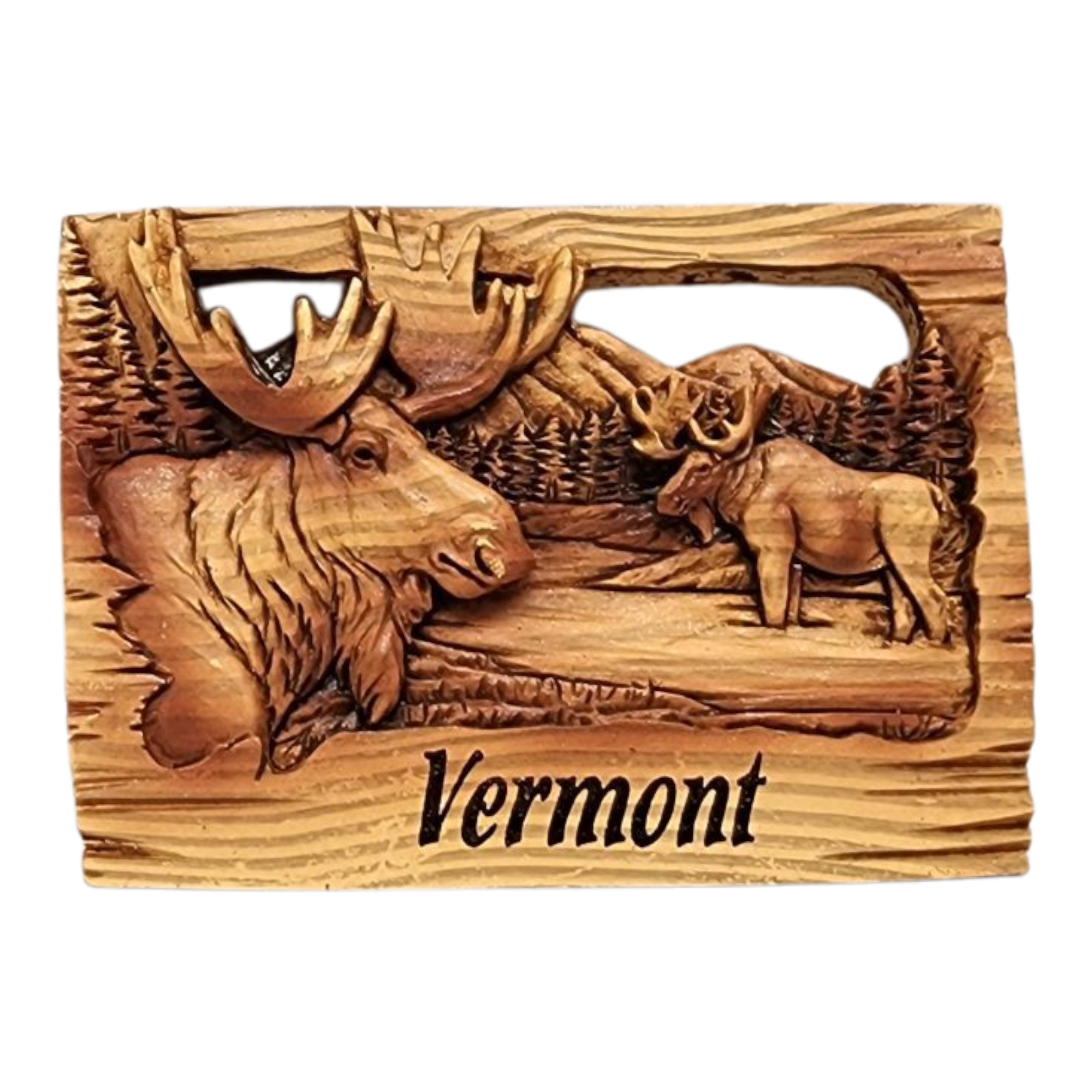 Wood-look Layered Magnet - Vermont Moose