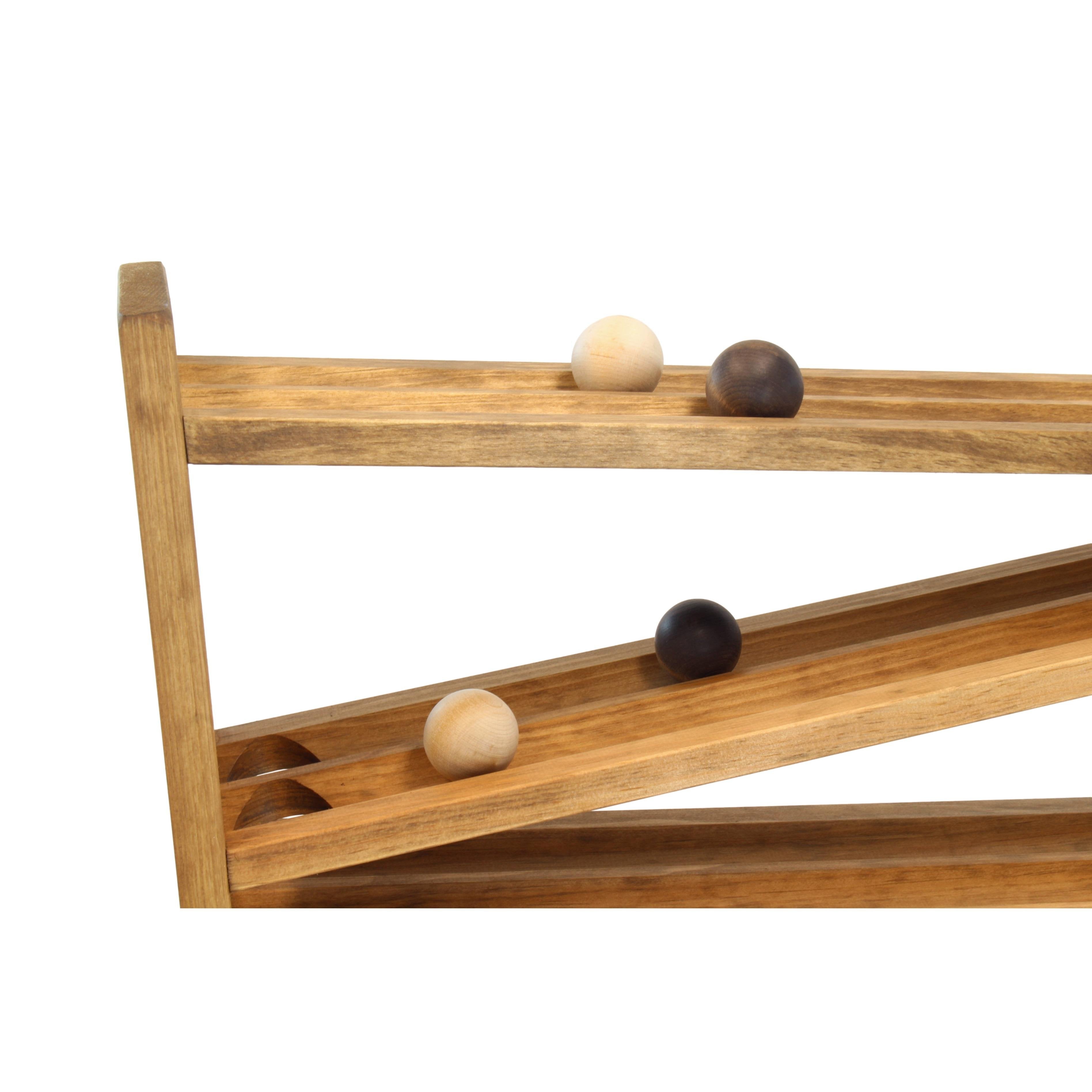 Wooden Ball Roller Racetrack Toy, Amish-Made, with 8 Wooden Balls