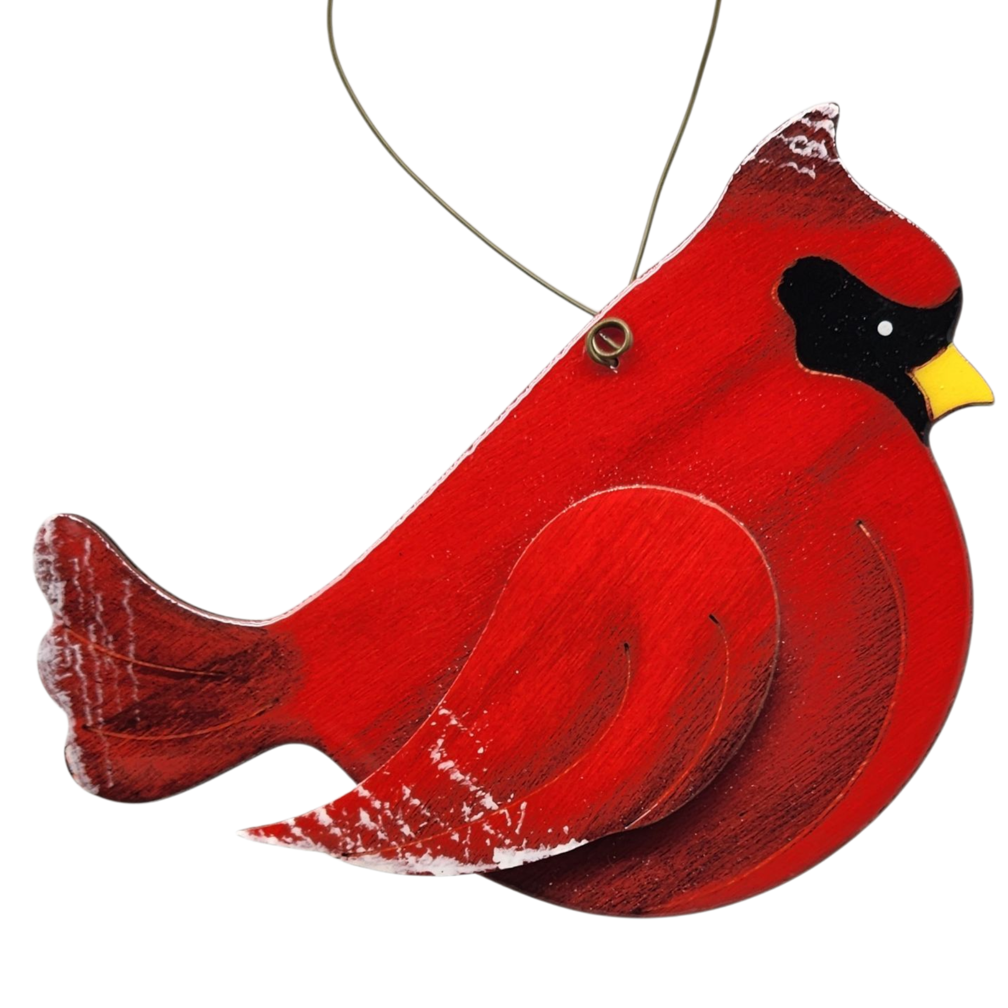 Wooden Cardinal Ornament - In flight Facing Right
