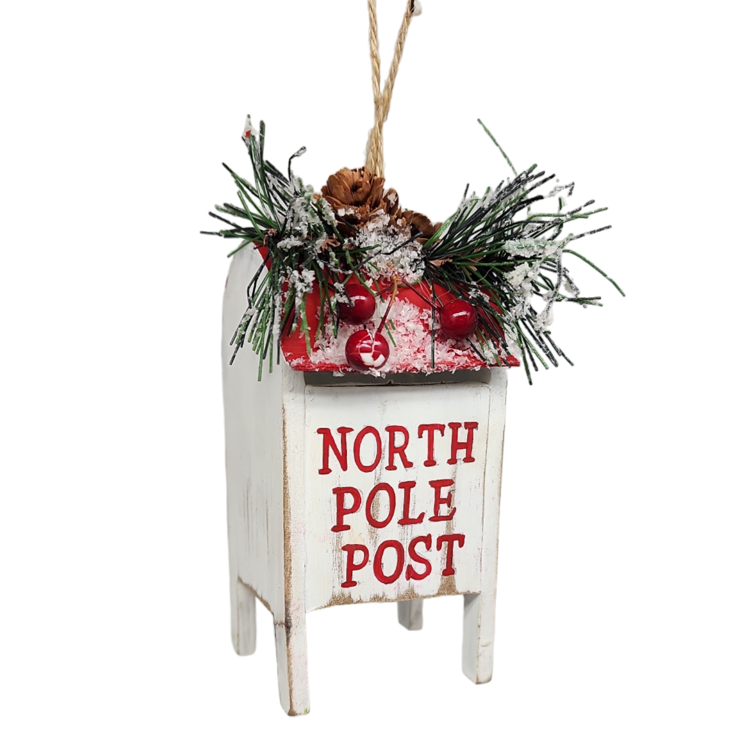 Wooden Christmas Mailbox Ornament -