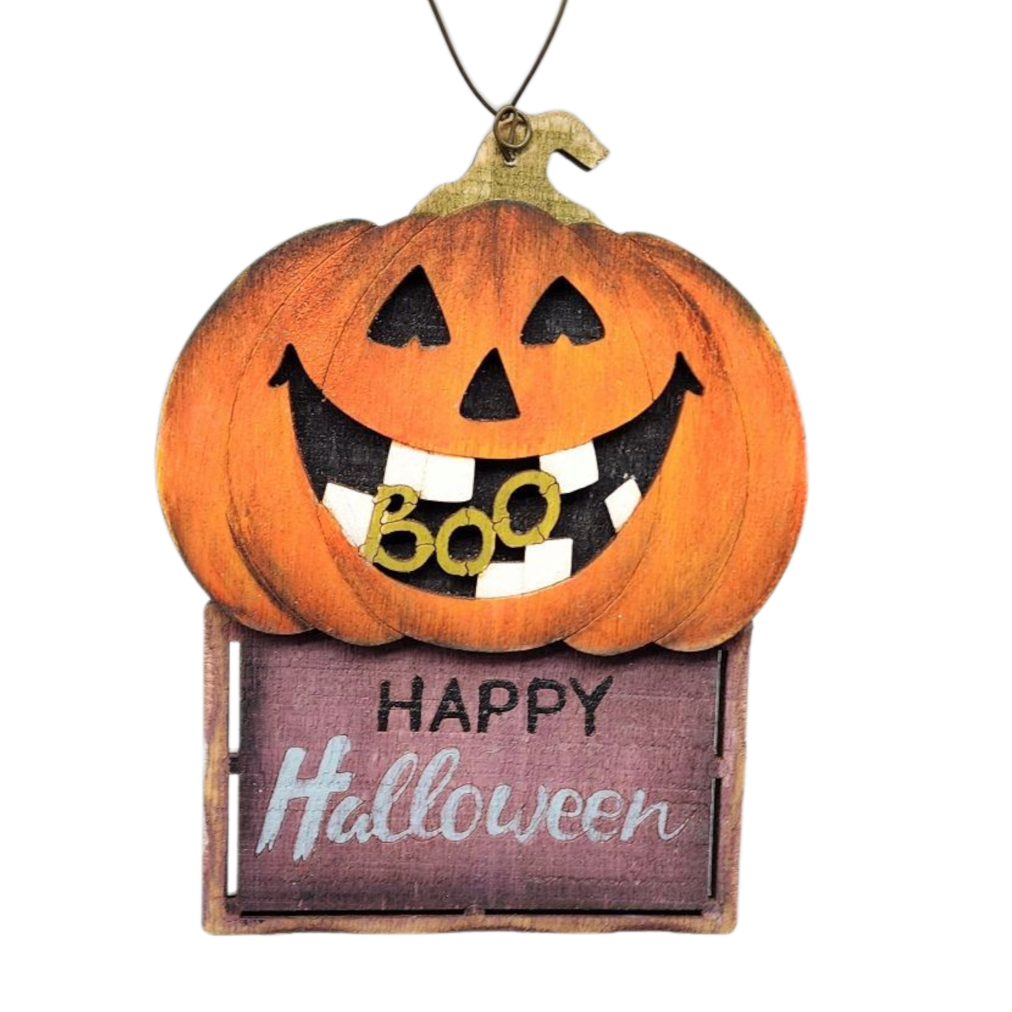 Wooden Halloween Ornament - Jack-o-Lantern