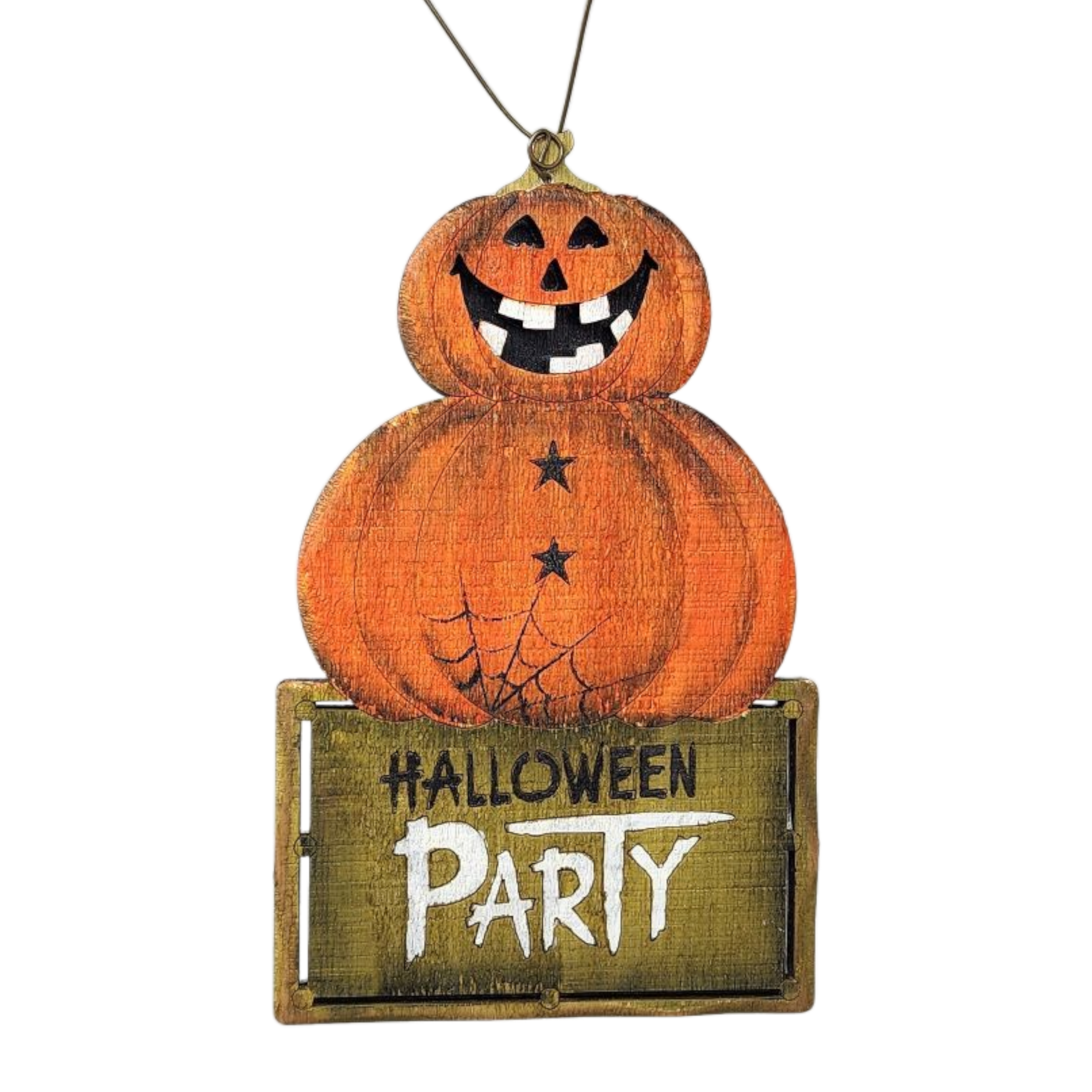Wooden Halloween Ornament - Pumpkin Stack
