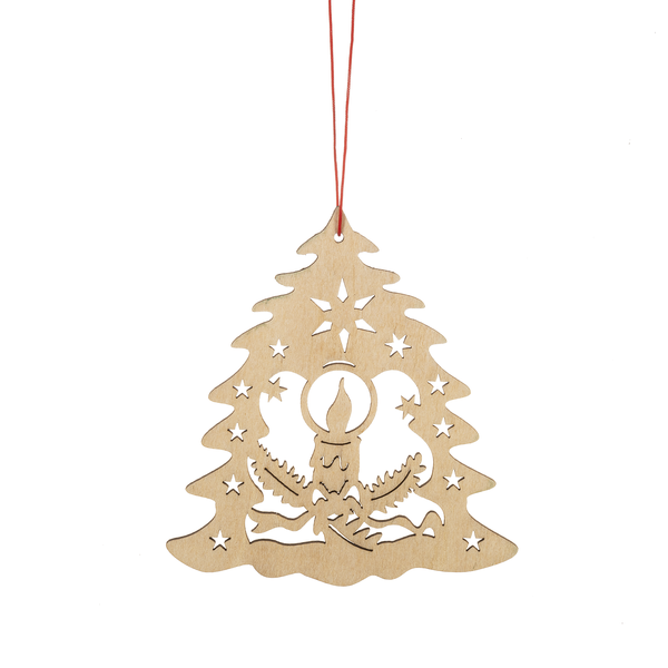 Wooden Holiday Icon Ornament - Bell - Candle