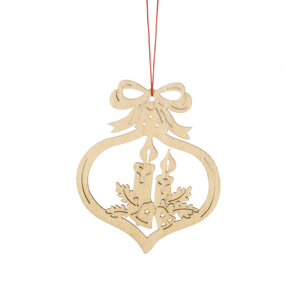 Wooden Holiday Icon Ornament - Ornament Shape - Candles