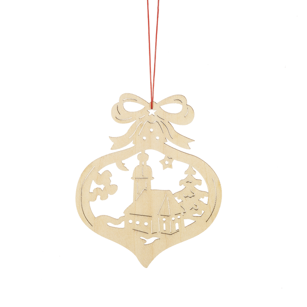 Wooden Holiday Icon Ornament - Ornament Shape - Church