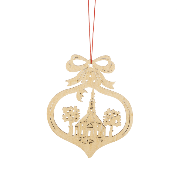 Wooden Holiday Icon Ornament - Ornament Shape - Round Church