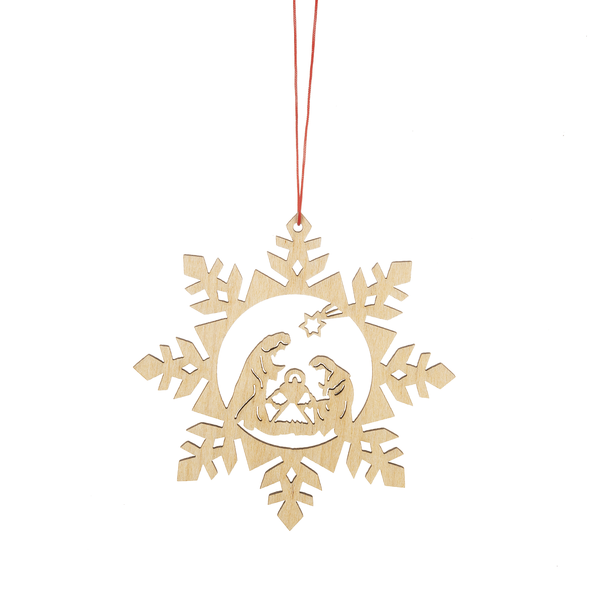 Wooden Holiday Icon Ornament - Snowflake - Nativity