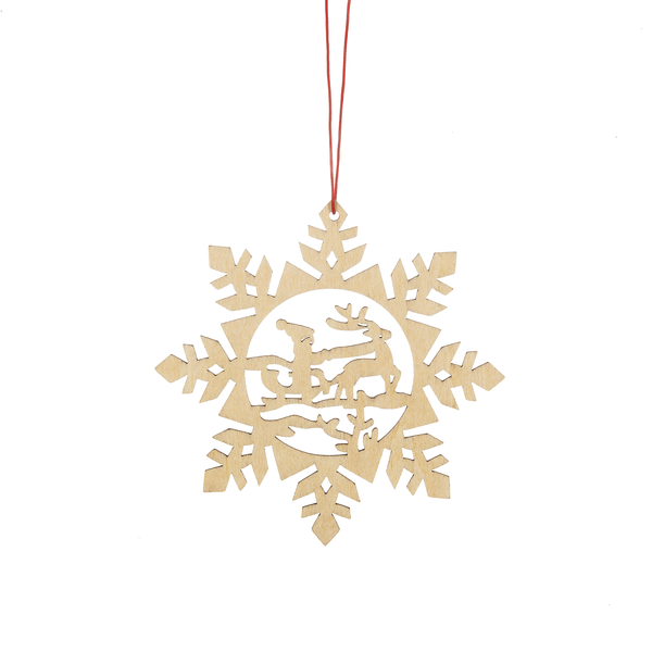 Wooden Holiday Icon Ornament - Snowflake - Sleighride
