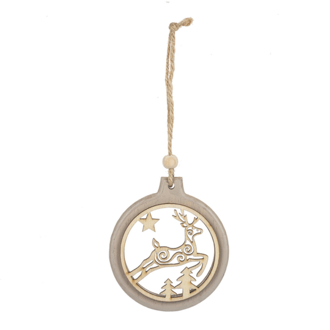 Wooden Icon Ornament - Deer - Gray