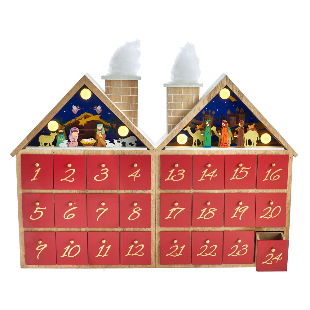 Wooden LED Lightup Nativity Advent Calendar