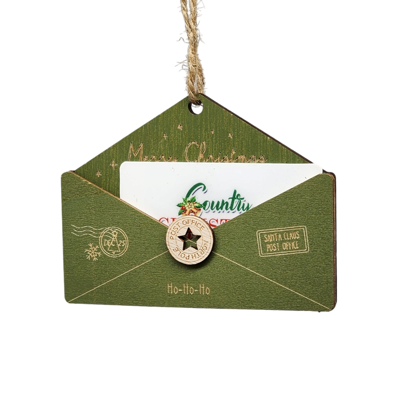 Wooden Letter to Santa Ornament - Green