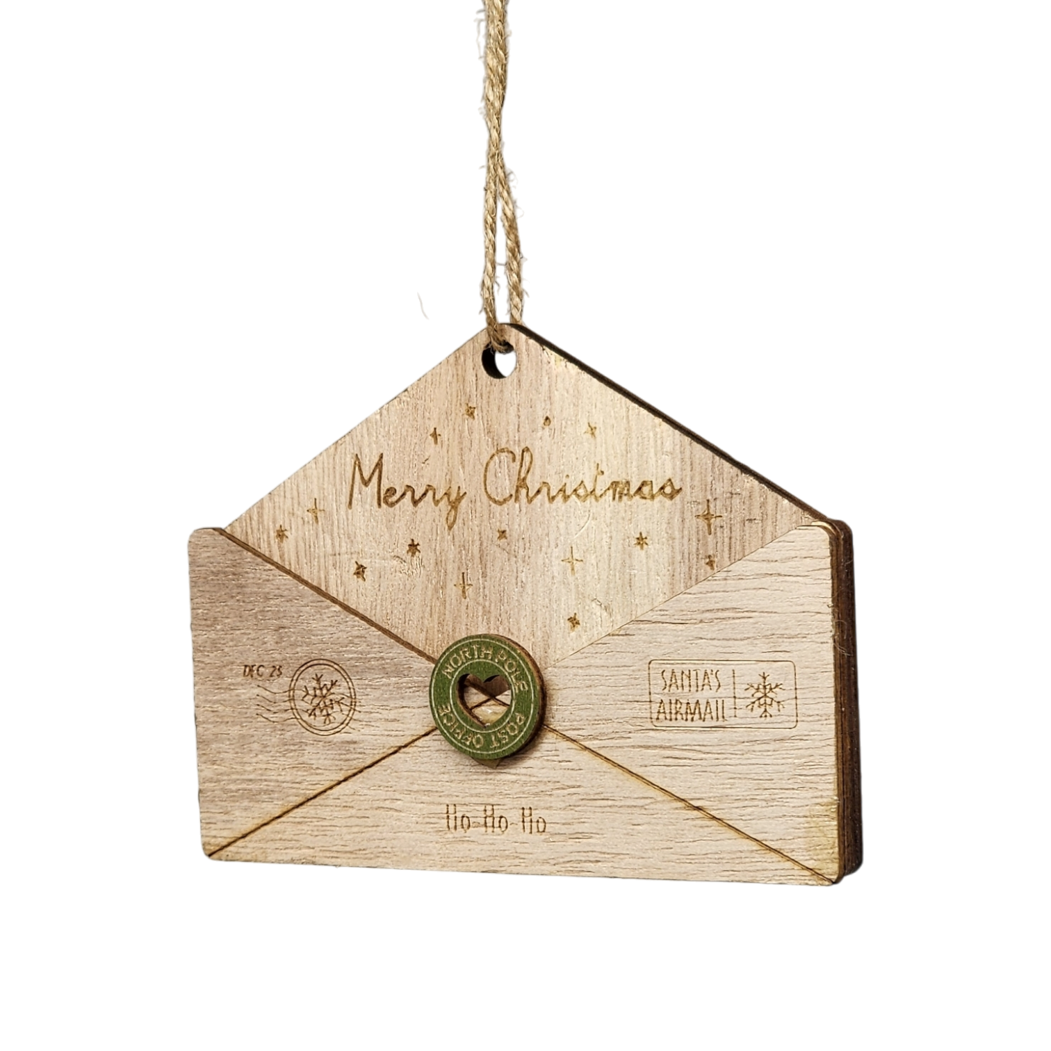 Wooden Letter to Santa Ornament - Natural