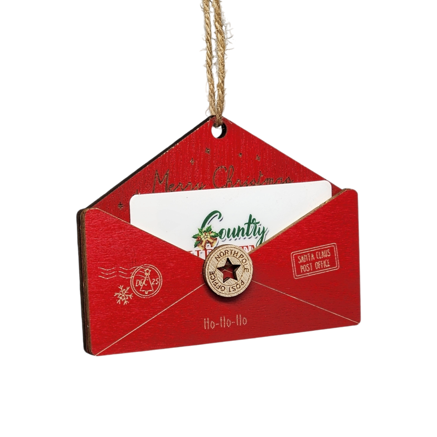 Wooden Letter to Santa Ornament - Red