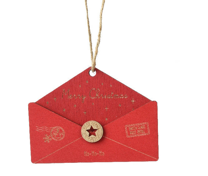 Wooden Letter to Santa Ornament - Red