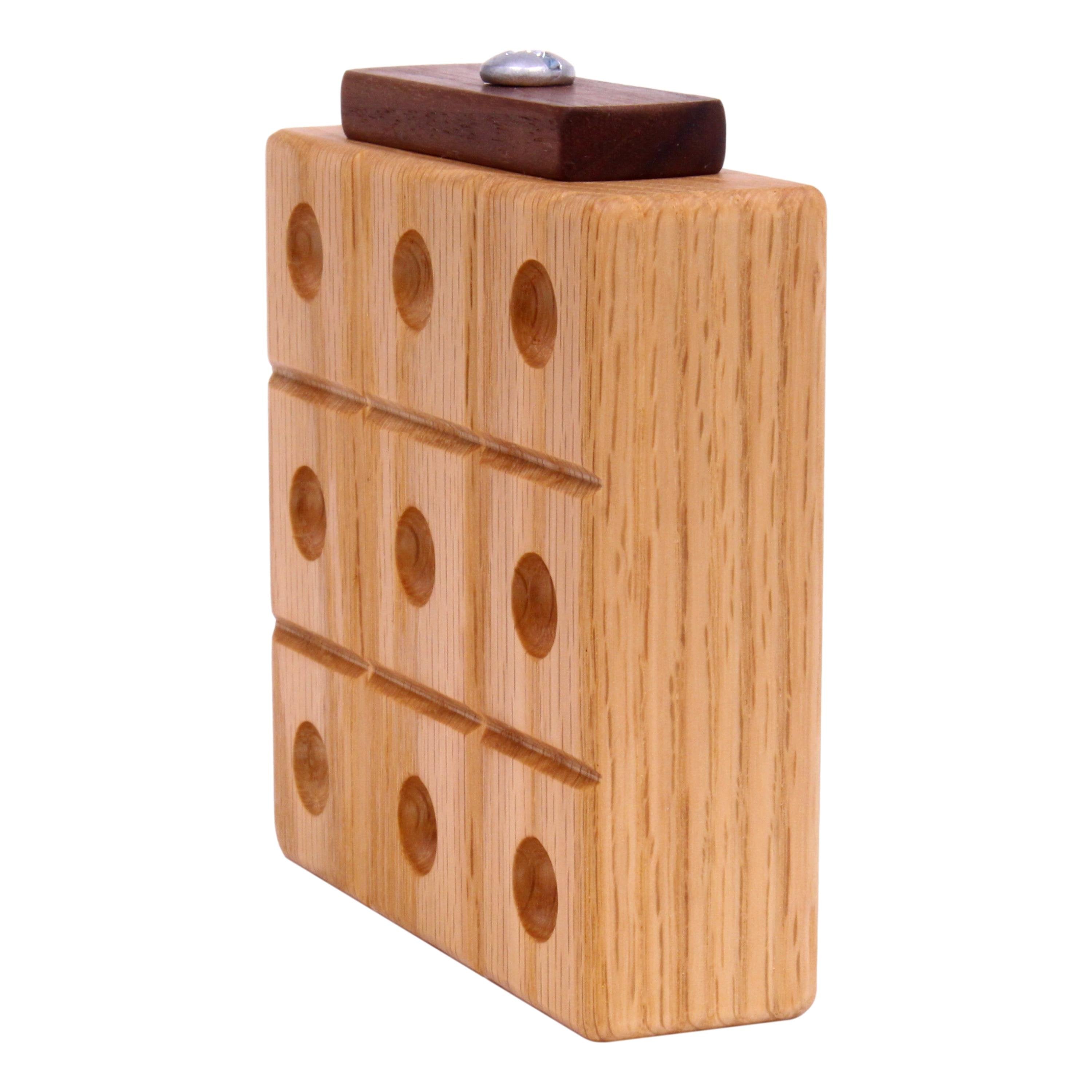 Wooden Marble Tic Tac Toe Game with Built-in Storage for Marbles
