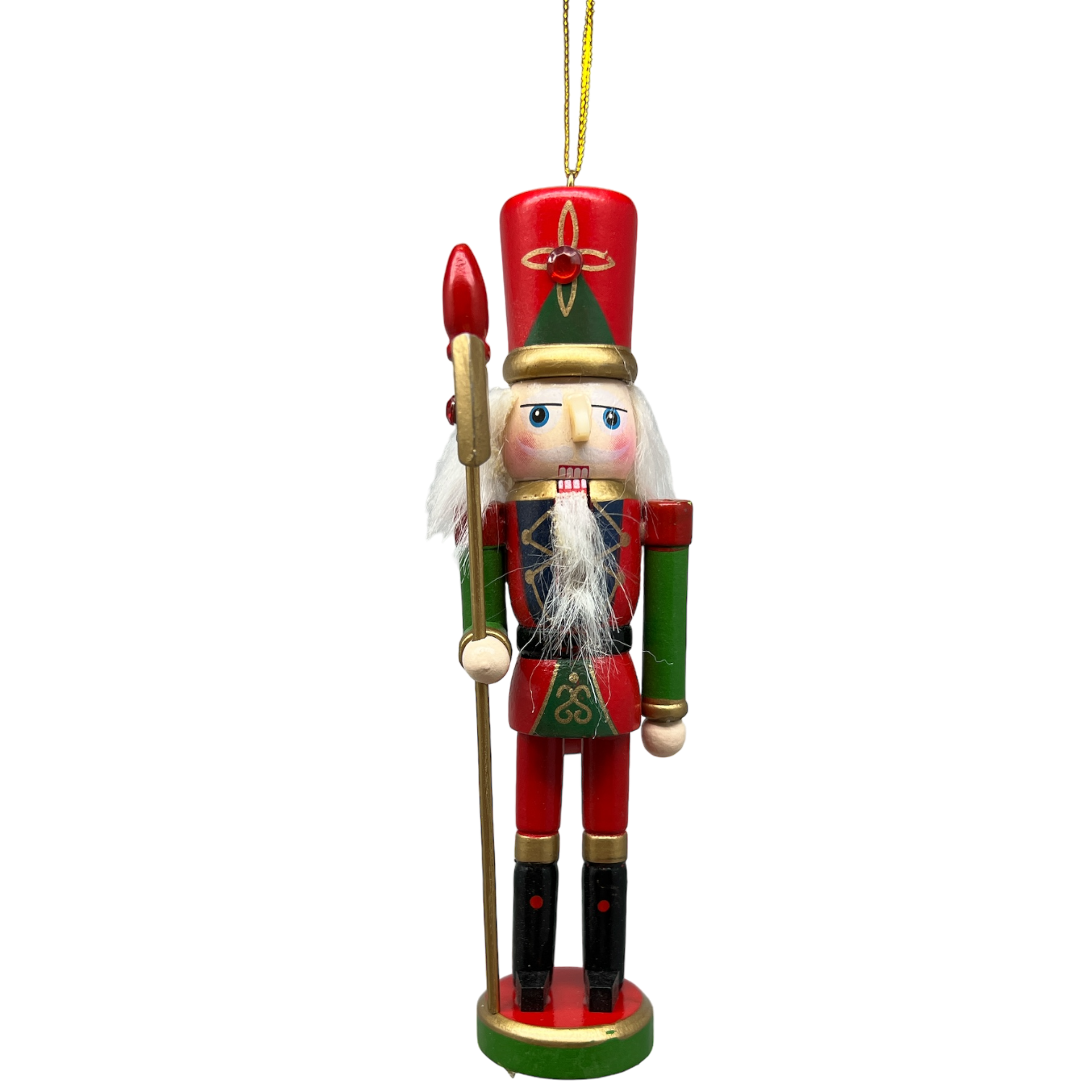 Wooden Nutcracker Ornament - Staff