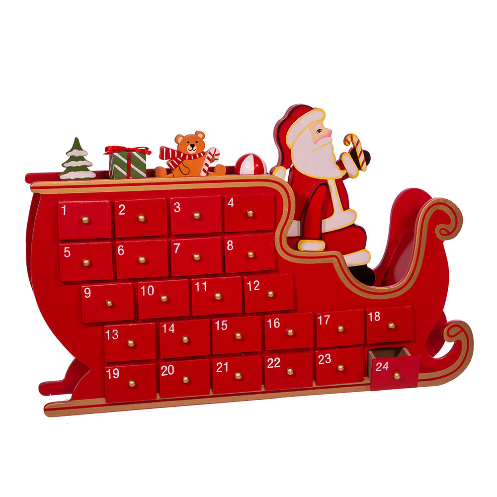 Wooden Santa and Sleigh Advent Calendar