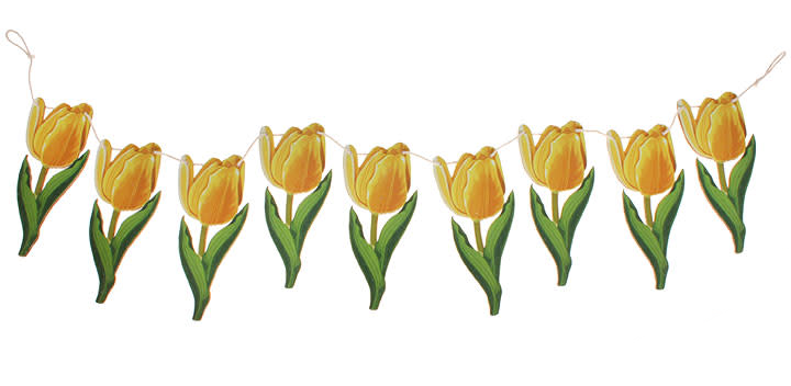 Wooden Tulip Garland - Yellow