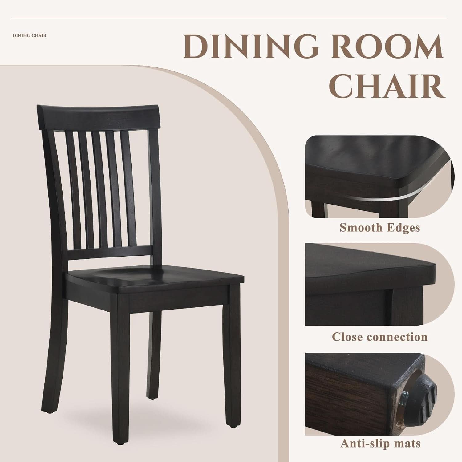 Wooden Windsor Dining Chairs Set Of 6 Dark Brown With Spindle Back