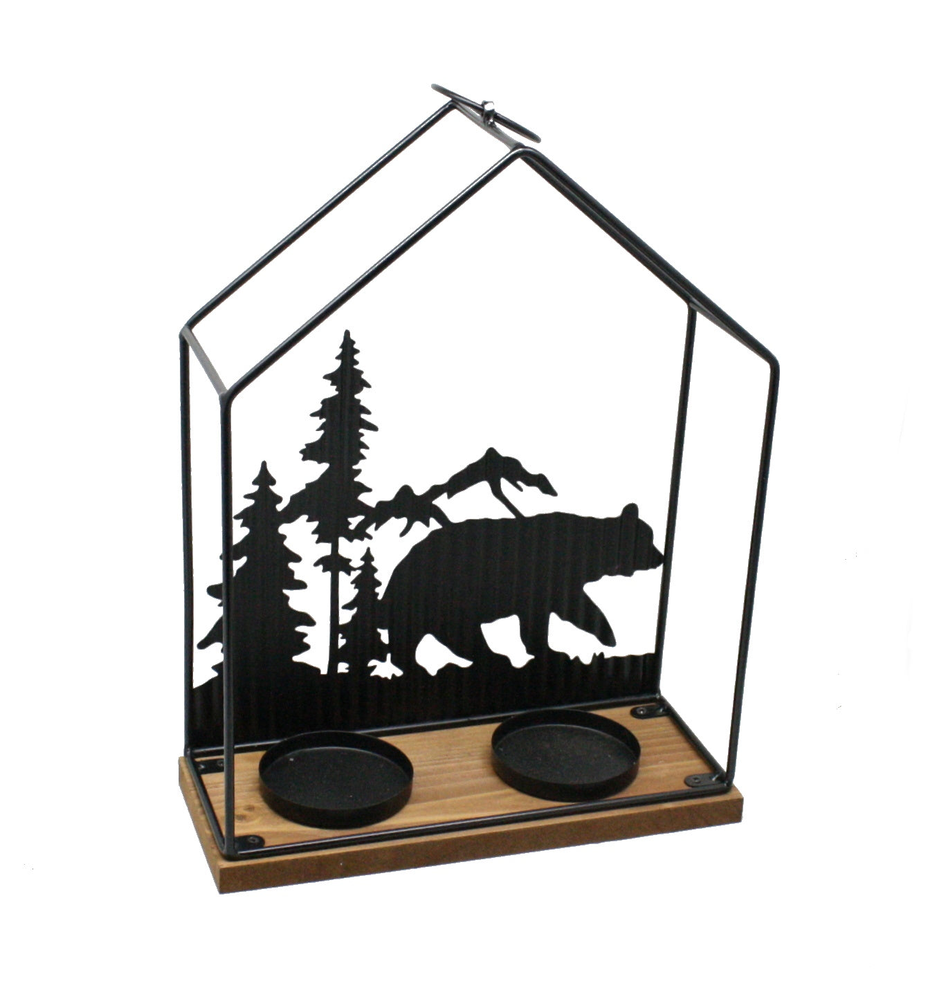 Woodland Silhouette Candleholder Lantern - Medium