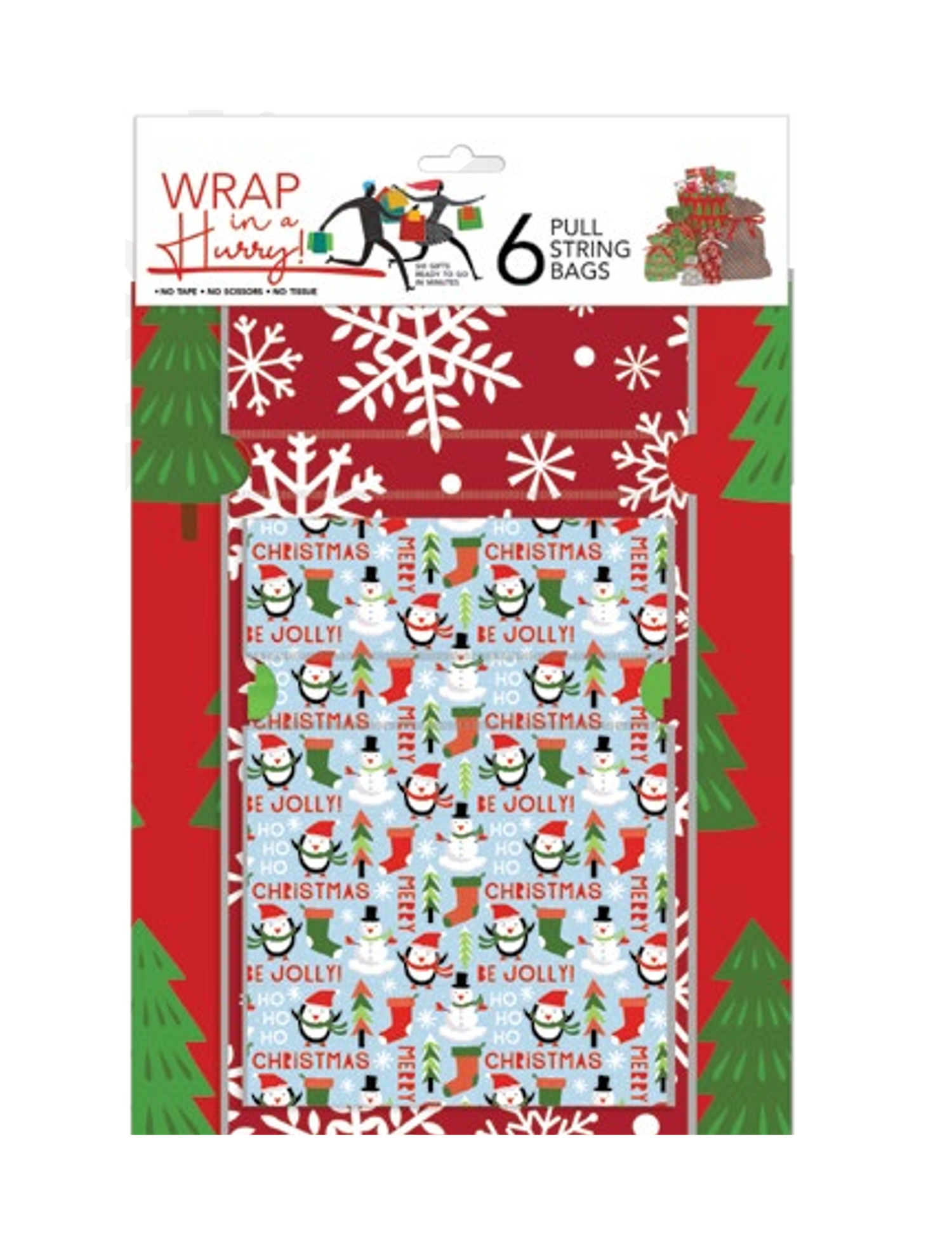 Wrap In A Hurry Pull String Gift Bag 6 piece Assortment