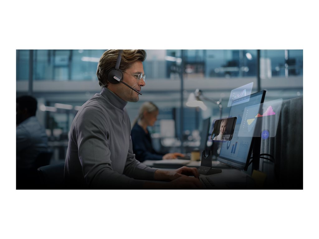 Yealink WH64 Mono - Headset - on-ear - DECT / Bluetooth - wireless - black - Certified for Microsoft Teams YEA-WH64-MONO-TEAMS