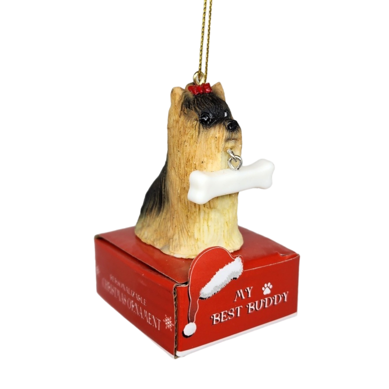 Yorkie with Bone Ornament