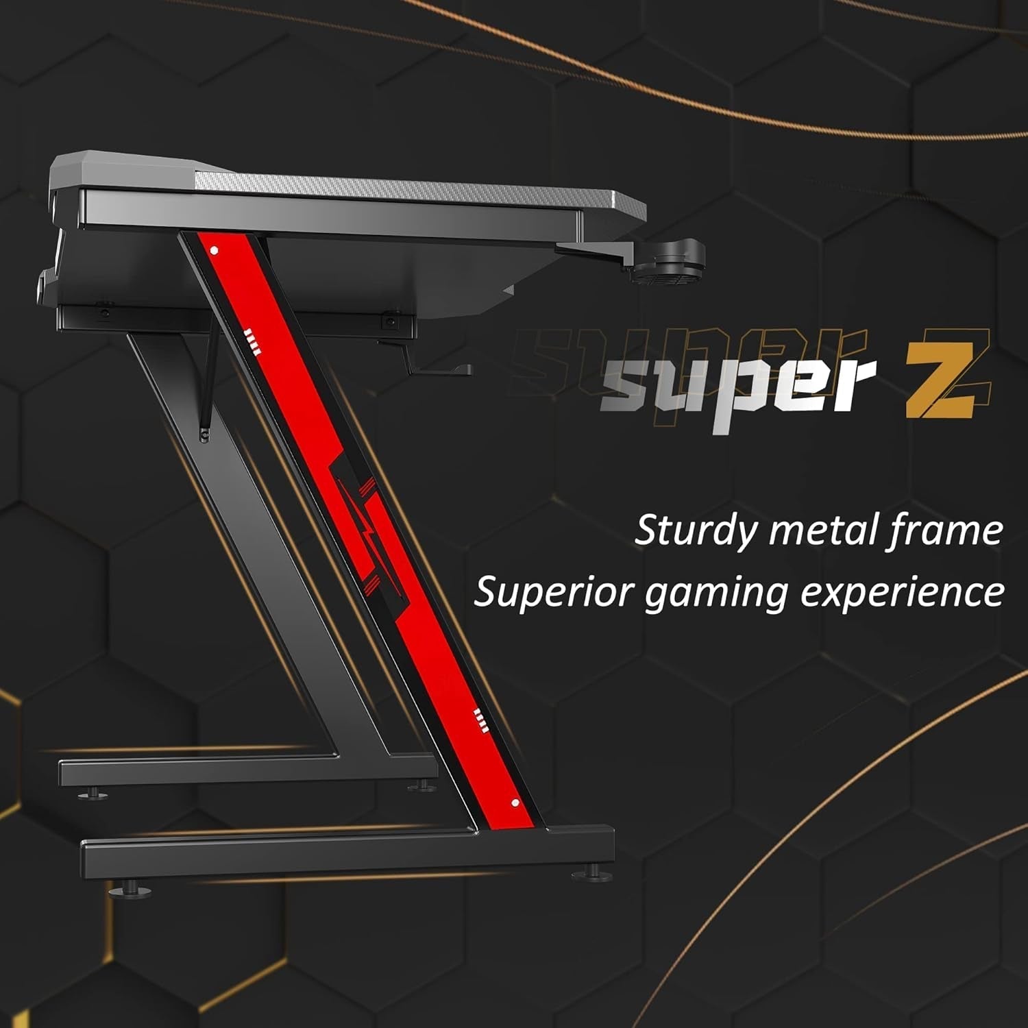 Z Shaped Gaming Desk 32 Inch With Carbon Fiber Surface
