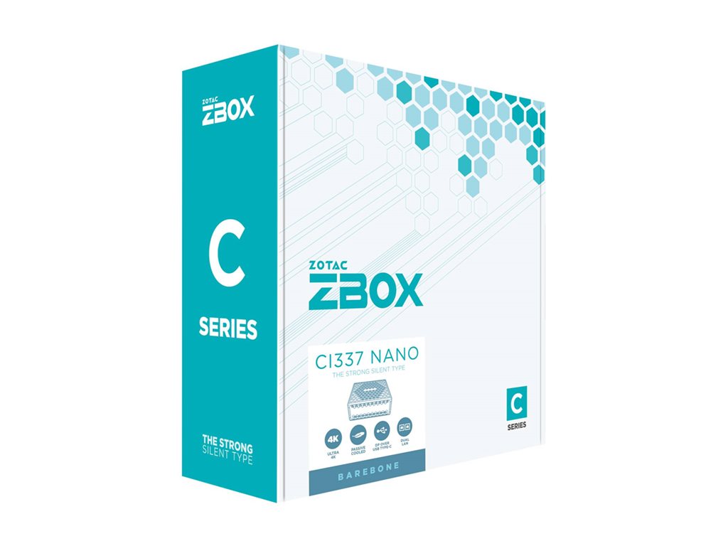 ZOTAC ZBOX C Series CI337 nano - Barebone - mini PC 1 x N-series N100 / up to 3.4 GHz - RAM 0 GB - UHD Graphics - IEEE