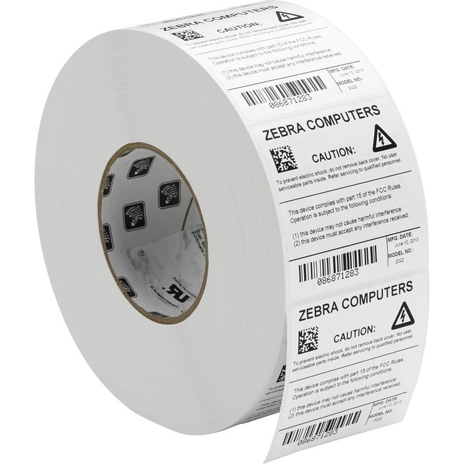 Zebra Label Polyester 2 X 1In Thermal Transfer Zebra Z-Ultimate 3000T High-Tack 1 In Core