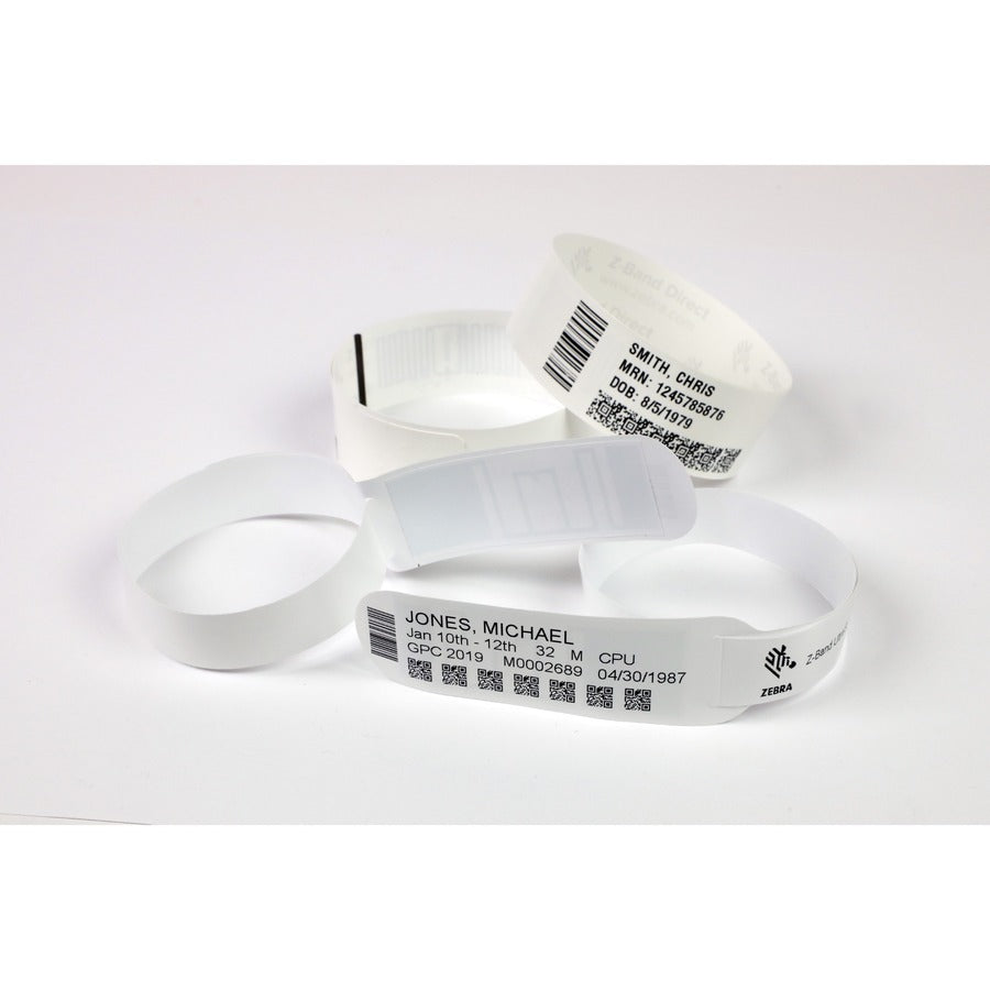 Zebra Wristband Polypropylene 1 x 7in Direct Thermal Zebra Z-Band Comfort HC100 10011954K