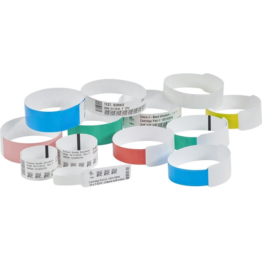 Zebra Z-Band UltraSoft Wristband Cartridge Kit (White) - 3/4 Width x 11 Length - Permanent