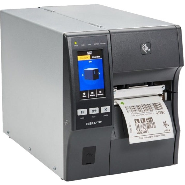 Zebra ZT411 Industrial Direct Thermal/Thermal Transfer Printer - Label Print - Ethernet - USB - Serial - Bluetooth ZT41143-T0100A0Z
