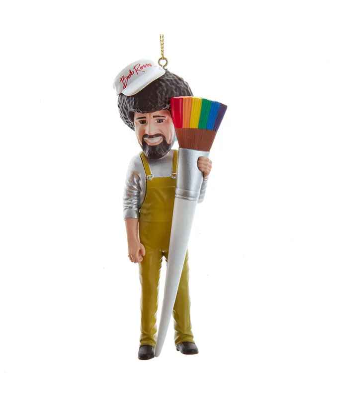 Bob Ross With Paint Brush Ornament