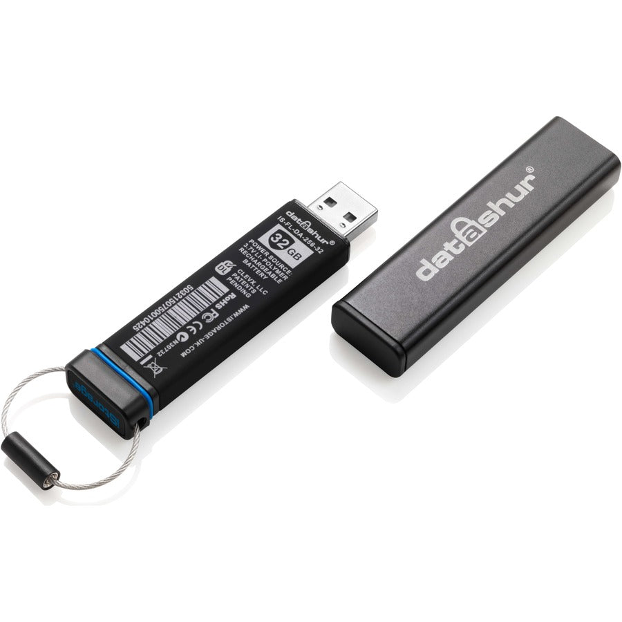 iStorage datAshur 32 GB Secure Flash Drive | Password protected | Dust & Water Resistant | Portable | Hardware Encryption | USB 2.0 | IS-FL-DA-256-32