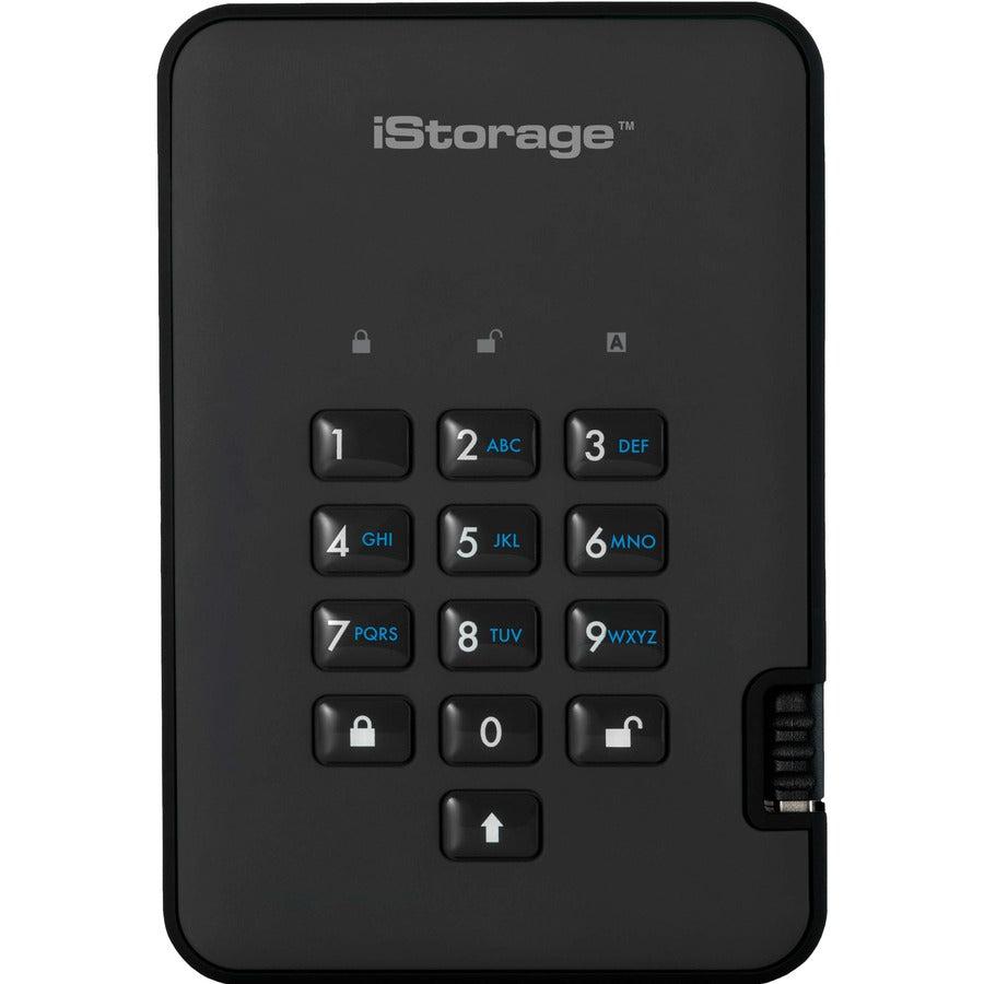 iStorage diskAshur2 1 TB Portable Solid State Drive - External - Phantom Black - TAA Compliant