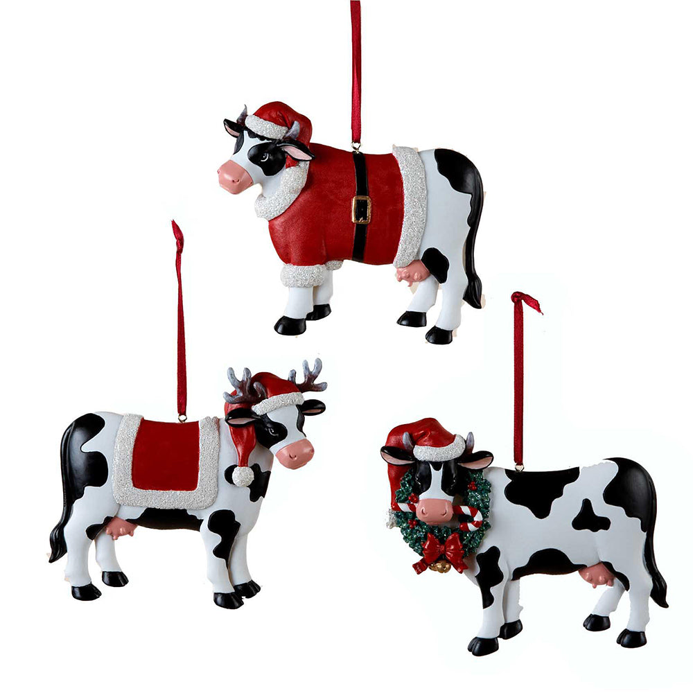 Resin Christmas Cow Ornament -