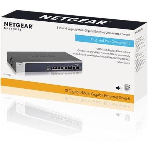 10-Gigabit Multi-Gigabit Switch - 8-Port Unmanaged Network Switch | NETGEAR XS508M-100NAS