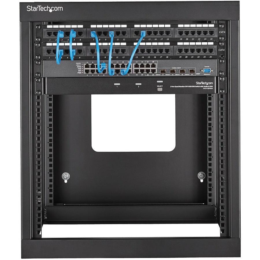 12U Server Rack - 4-Post Hinged Wall-Mount Open Frame | StarTech.com RK1219WALLOH