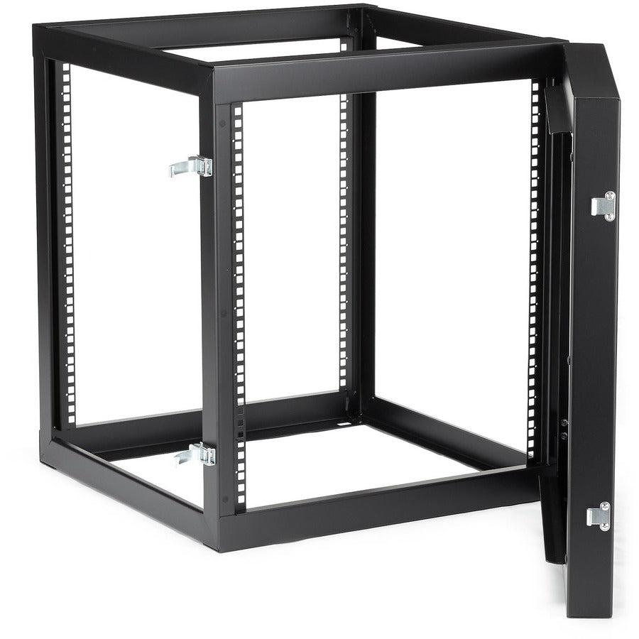 12U Server Rack - 4-Post Hinged Wall-Mount Open Frame | StarTech.com RK1219WALLOH