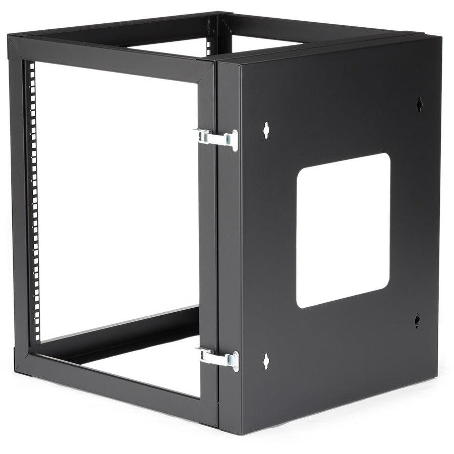 12U Server Rack - 4-Post Hinged Wall-Mount Open Frame | StarTech.com RK1219WALLOH