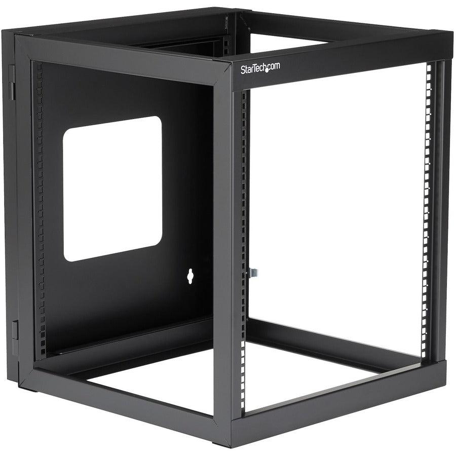 12U Server Rack - 4-Post Hinged Wall-Mount Open Frame | StarTech.com RK1219WALLOH