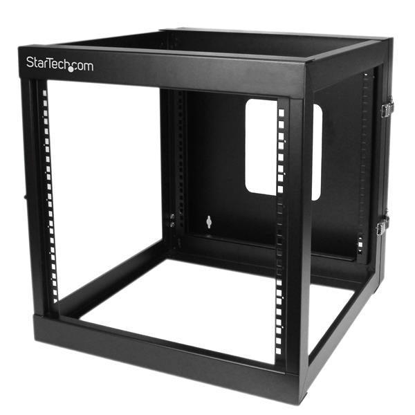 12U Server Rack - 4-Post Hinged Wall-Mount Open Frame | StarTech.com RK1219WALLOH