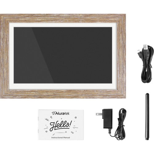 Aluratek 13.3 WiFi Touchscreen Distressed Wood Digital Photo Frame" ASHDPF13F